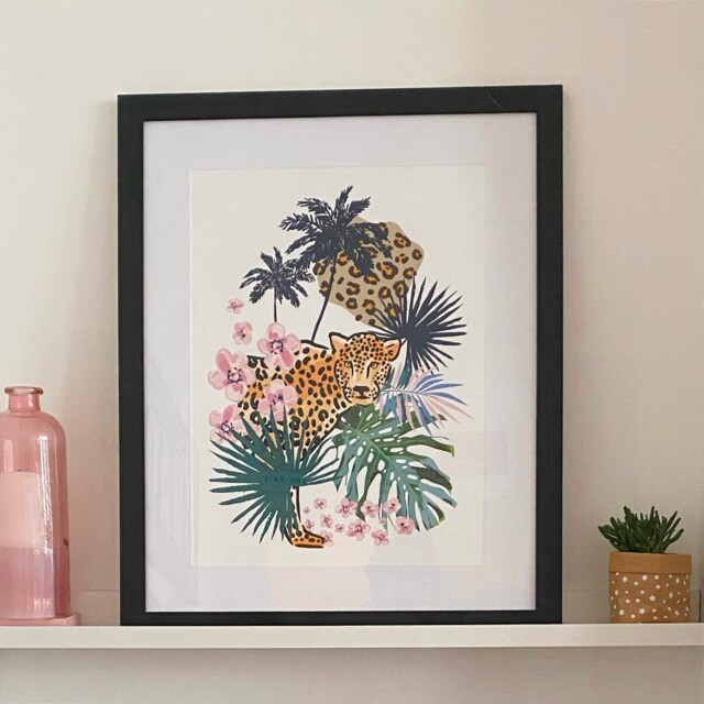 Jungle Tropical Print With Leopard & Animal Print - A4 A3 Unframed Wall Art Funky Wall Art - image 1