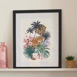 Jungle Tropical Print With Leopard & Animal Print - A4 A3 Unframed Wall Art Funky Wall Art - thumbnail 1