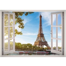 Eiffel Tower Paris View Window 3D Wall Decal Art Removable Wallpaper Mural Sticker Vinyl Home Decor - thumbnail 2