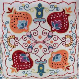 Hand-Embroidered Silk Suzani Pillow Cover - thumbnail 2
