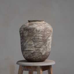 In Stock Big Vase in Minimal Style, Textured, Designed Warm Colors For All Interiors, Hand-Built Ceramics, Stoneware, Waterproof, Art - thumbnail 1