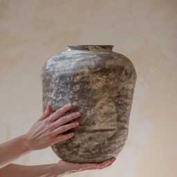 In Stock Big Vase in Minimal Style, Textured, Designed Warm Colors For All Interiors, Hand-Built Ceramics, Stoneware, Waterproof, Art - thumbnail 3