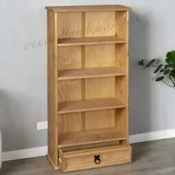 Mexican Pine Bookshelf Bookcase Storage Wooden Shelves Room Decor Space Saver Unit - thumbnail 2