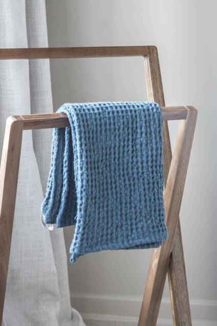 Soft Linen Waffle Bath Towels in Dusty Blue/Face, Hand, Body Towels/Softened Blend Spa Towels/ - image 1