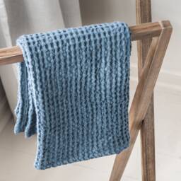 Soft Linen Waffle Bath Towels in Dusty Blue/Face, Hand, Body Towels/Softened Blend Spa Towels/ - thumbnail 2