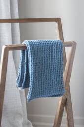 Soft Linen Waffle Bath Towels in Dusty Blue/Face, Hand, Body Towels/Softened Blend Spa Towels/ - thumbnail 1