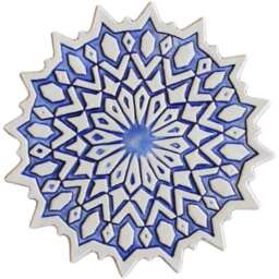 Moroccan Ceramic Outdoor Wall Art, Blue & White Pillar Decor - Set Of 3 - thumbnail 2