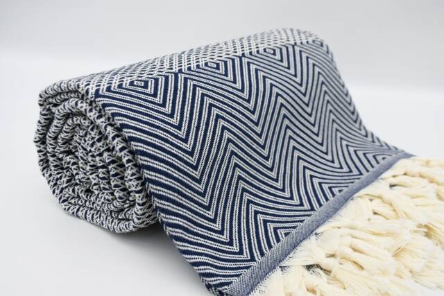Navy Blue Blanket, Turkish Bedspread, Sofa Cover, Home Decor, Bohemian Blanket, Bed Cover, 75x91, Turkish Towel, B3-Dreamb - image 1