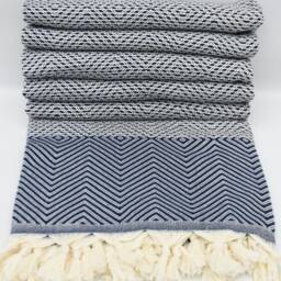 Navy Blue Blanket, Turkish Bedspread, Sofa Cover, Home Decor, Bohemian Blanket, Bed Cover, 75x91, Turkish Towel, B3-Dreamb - thumbnail 3