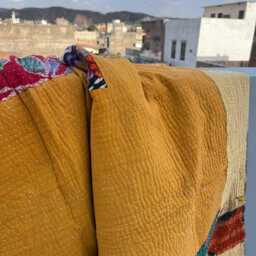 Block Printed Cotton Patchwork Kantha Quilt - Handmade Vintage Style Bedspread - thumbnail 4