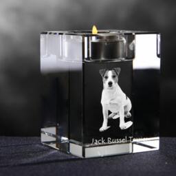 Jack Russell Terrier, Crystal Candlestick With Dog, Souvenir, Decoration, Limited Edition, Collection - thumbnail 2