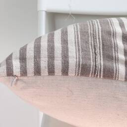 Brown Tan Tribal Hemp Hand Woven Striped Natural Dye Color Hmong Pillow Cover - thumbnail 3