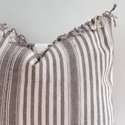 Brown Tan Tribal Hemp Hand Woven Striped Natural Dye Color Hmong Pillow Cover - thumbnail 2