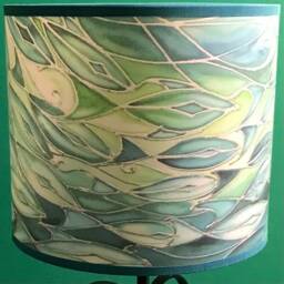 Tranquil Turquoise & Green Shoal Lamp Shade - Emerald Fish Swimming Across Lampshade Sea Life Ocean Waters Decor - thumbnail 2