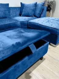 Blue Square Plain Ottoman Storage - Large Velvet Foot Stool Made in UK - thumbnail 3