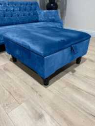 Blue Square Plain Ottoman Storage - Large Velvet Foot Stool Made in UK - thumbnail 1