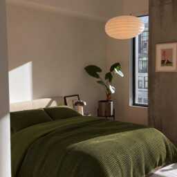 Dark Olive Waffle 100% Cotton Duvet Cover Set - thumbnail 4