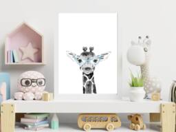 Watercolour Baby Giraffe Cute Print - Children's Nursery Playroom Decor Gift Bespoke A5 A4 A3 Framed - thumbnail 1