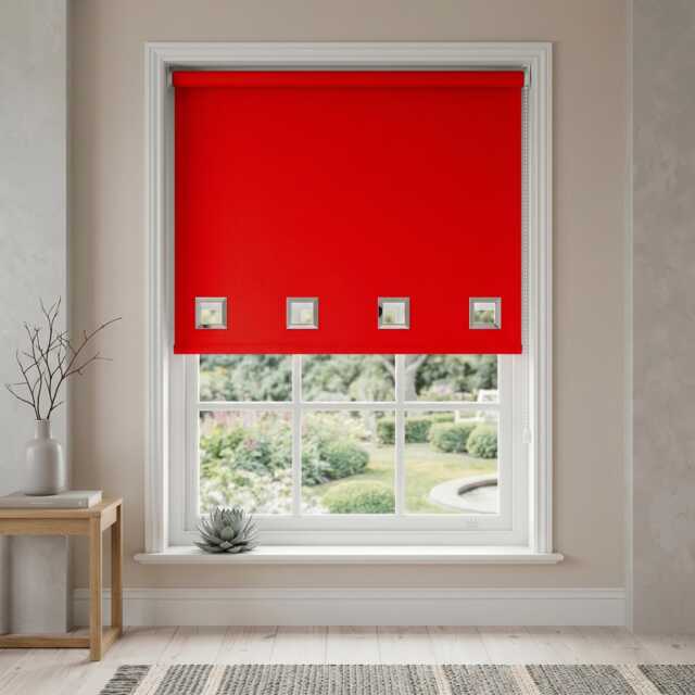 Red Made To Measure Square Eyelets Roller Blinds Easy Fit Daylight Window Blind - image 1
