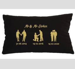 Lgbtq Silhouette Timeline Same Sex, Love Is Couples Pillow Perfect For Cotton Anniversary Gift, Wedding/Engagement Gift & Keepsake