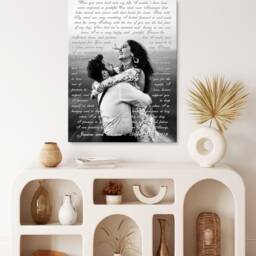 Wedding Vow & Photo Canvas Print, Framed Vows, Anniversary Gift, Lyrics/Vows/Text Or Quotes On Framed Canvas - thumbnail 3