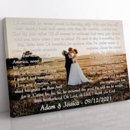Wedding Vow & Photo Canvas Print, Framed Vows, Anniversary Gift, Lyrics/Vows/Text Or Quotes On Framed Canvas - thumbnail 2