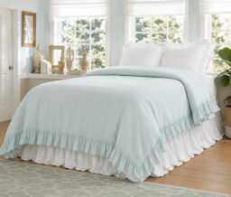 Mist Ocean Linen Duvet Cover Features Easy Flow Ruffles, Shabby Chic Bedding, Bedding - thumbnail 1