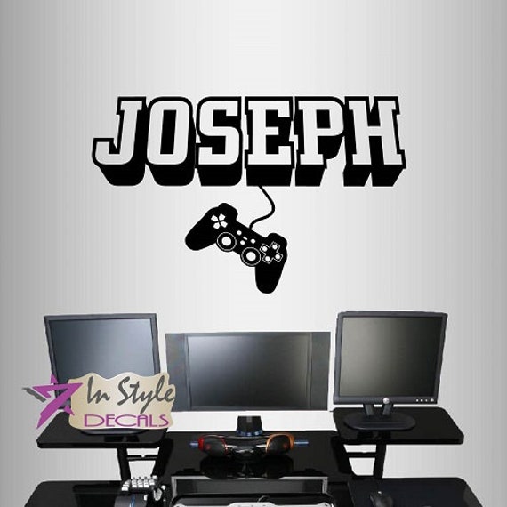 In-Style Decals Wall Vinyl Decal Home Decor Art Sticker 3D Custom Name Boy Girl Gamer Controller Video Game Computer Games Room Design 2443 - image 1