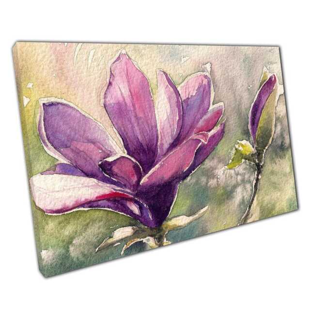 Magnolia Flower Watercolor Canvas Art Print For Home Office D??cor - image 1