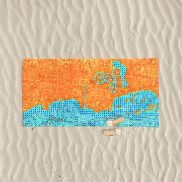 Mountain Bike Beach Towel Cycling Art Gift, Mtb Gift - image 1