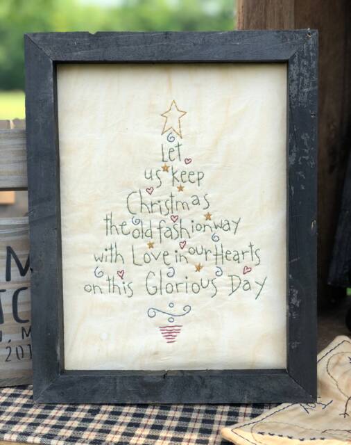 Let Us Keep Christmas Primitive Stitchery Framed Print - image 1