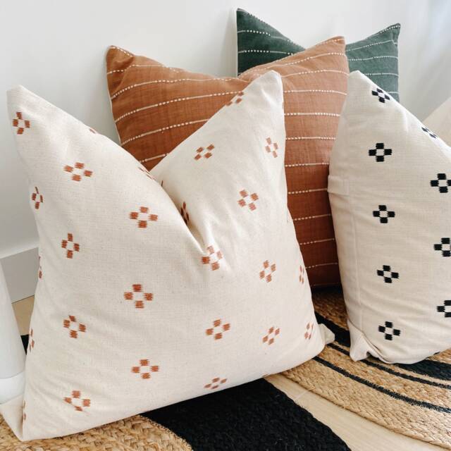 Throw Pillow Cover, Rust Taupe Peach Pillow, Modern Farmhouse Boho Decorative Soft Cotton Bohemian Sofa - image 1