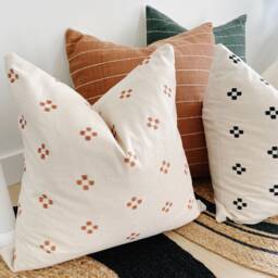 Throw Pillow Cover, Rust Taupe Peach Pillow, Modern Farmhouse Boho Decorative Soft Cotton Bohemian Sofa - thumbnail 1