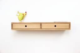 Noah 90 - Solid Oak Floating Console Table With Drawers Entryway Organizer
