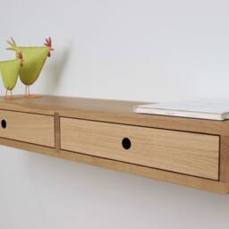 Noah 90 - Solid Oak Floating Console Table With Drawers Entryway Organizer - thumbnail 2