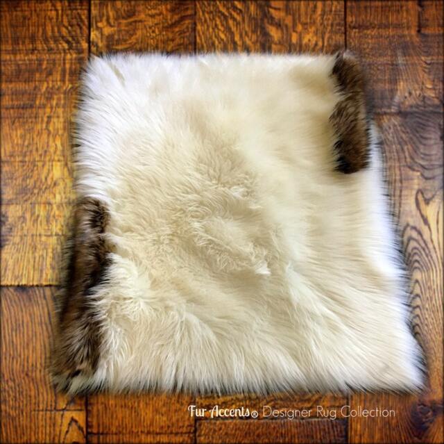 Faux Fur Shag Sheepskin Throw Rug - Shaggy Soft Thick Coyote Wolf Trimmed Rectangle Carpet Accents Designer Rugs Usa - image 1