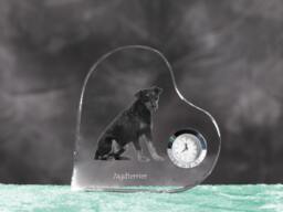 Jagdterrier - Crystal Clock in The Shape Of A Heart With Image Pure-Bred Dog - thumbnail 1