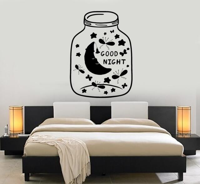 Wall Vinyl Decal Bedroom Quotes Good Night Moon Stars Butterfly Mural Art 1476Dz - image 1