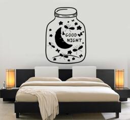 Wall Vinyl Decal Bedroom Quotes Good Night Moon Stars Butterfly Mural Art 1476Dz - thumbnail 1