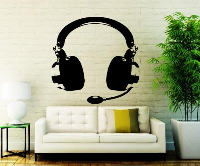Wall Decals For Music Studio Hadphones Decal Vinyl Sticker Art Decor Home Bedroom Dorm Interior Window Living Room Chu1386 - image 1