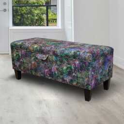 Multicolour Velvet Storage Bench - Artistic Print Ottoman Handmade in Britain