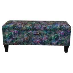 Multicolour Velvet Storage Bench - Artistic Print Ottoman Handmade in Britain - thumbnail 3