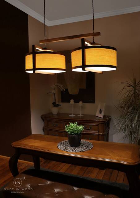 Ceiling Light From Wood. Ideal in Kitchen Or Over Table - image 1