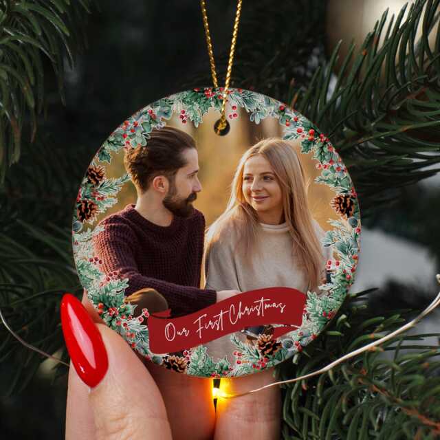 First Christmas Married Ornaments, Our Christmas, Just Ornament, Mr & Mrs Photo, Wedding Couple Custom Gift, 2024 Decoration - image 1