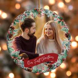 First Christmas Married Ornaments, Our Christmas, Just Ornament, Mr & Mrs Photo, Wedding Couple Custom Gift, 2024 Decoration - thumbnail 2