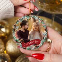 First Christmas Married Ornaments, Our Christmas, Just Ornament, Mr & Mrs Photo, Wedding Couple Custom Gift, 2024 Decoration - thumbnail 4