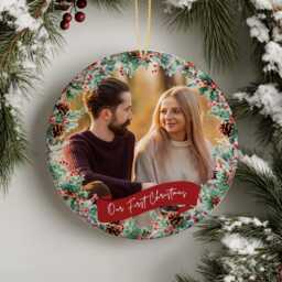First Christmas Married Ornaments, Our Christmas, Just Ornament, Mr & Mrs Photo, Wedding Couple Custom Gift, 2024 Decoration - thumbnail 3