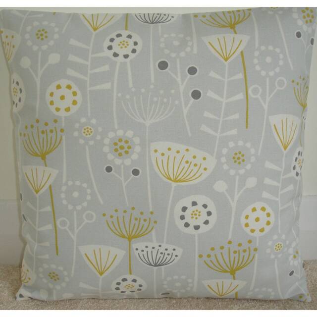 Pillow Cover Yellow & Grey Cushion Case Sham Slip Pillowcase Mustard Ochre Gray Retro Mcm Contemporary Atomic Scandinavian Seedheads 16 - image 1