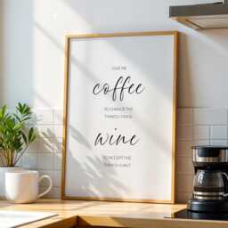Give Me Coffee & Wine Quote Print - Fun Kitchen Wall Art Typography Home Office Decor Unframed - thumbnail 1