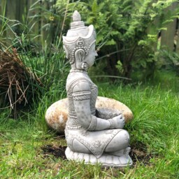 Handcrafted Lotus Buddha Garden Statue - Weatherproof Reconstituted Stone - thumbnail 2